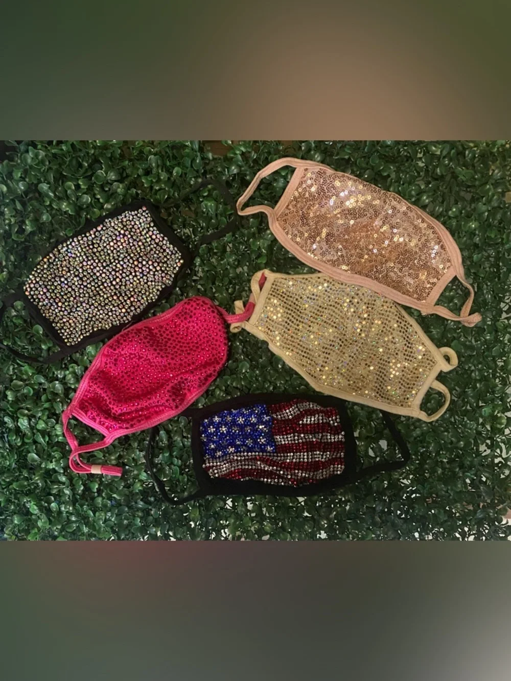 Rhinestone Bling Face Mask Lot of 5 Sparkle Crystal Glam Festival Western